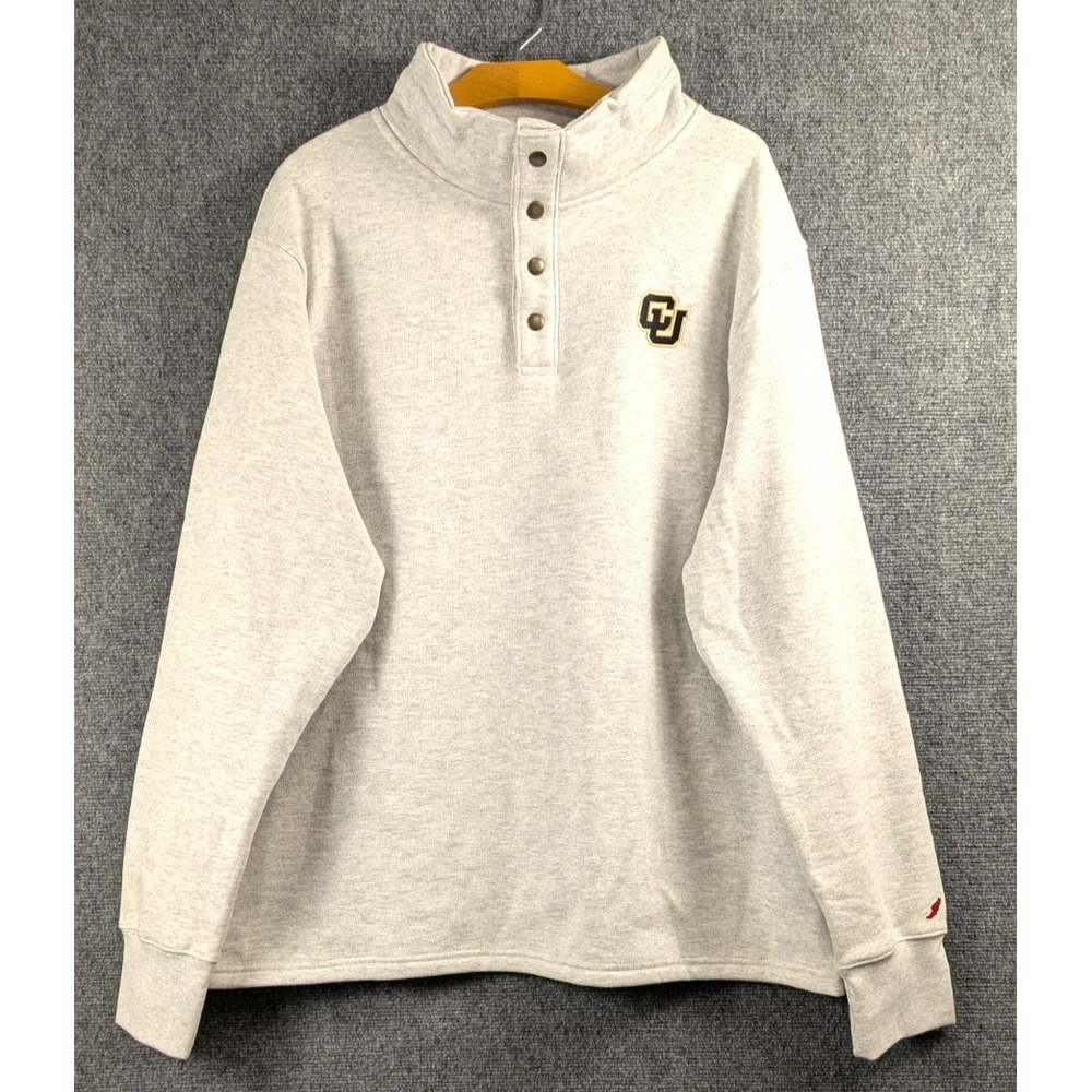League Colorado Buffaloes Snap Pullover Sweatshirt Men's 2XL Gray Fleece CU Logo
